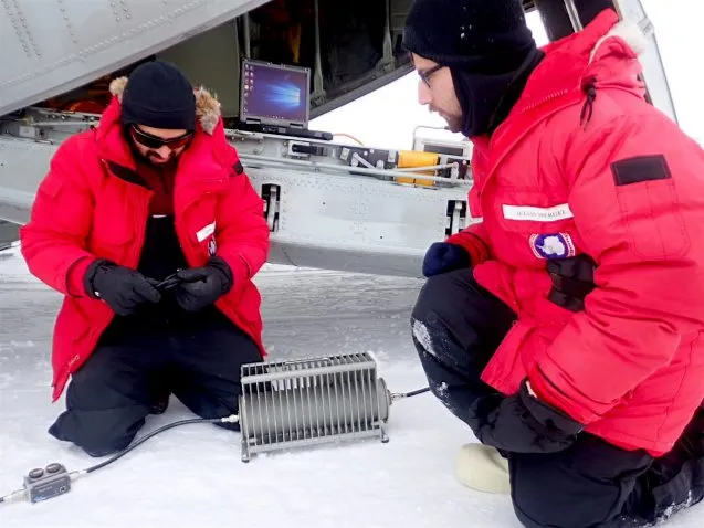 Helping Tej to calibrate the IcePod on the C130 aircraft. 