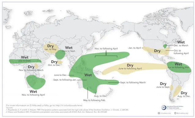 rainfall anomalies caused by ENSO / la niña