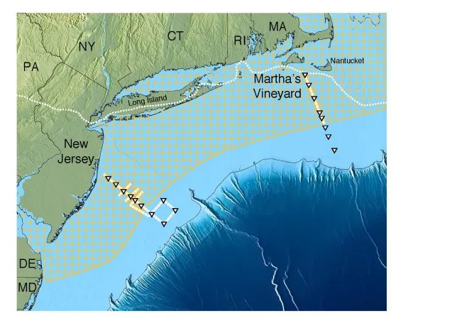 map of freshwater aquifer beneath the atlantic ocean