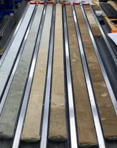 sediment cores on table