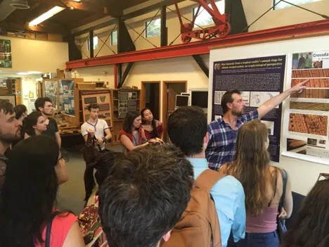 Park Williams explains to policy students how tree rings can shed light on climate history.