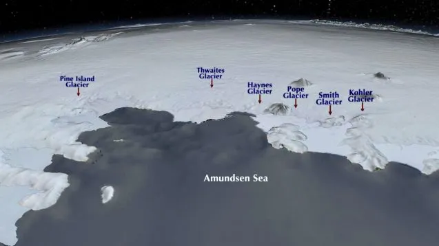 map of glaciers near the Amundsen Sea
