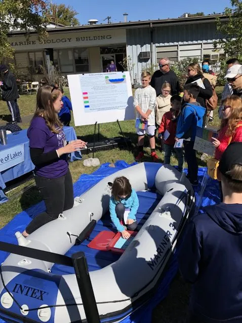 child in inflatable raft