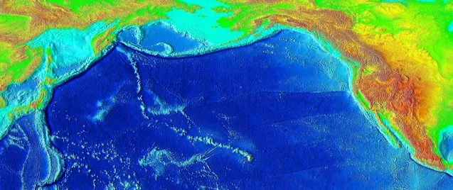 map of pacific ocean and underwater mountain range