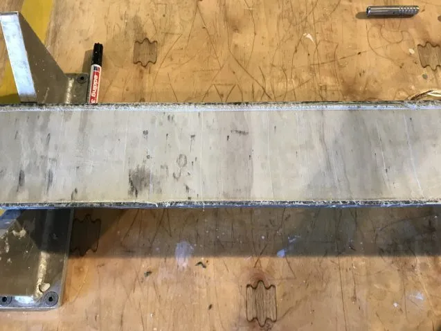 sediment core on work bench