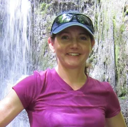 sheean haley in front of waterfall