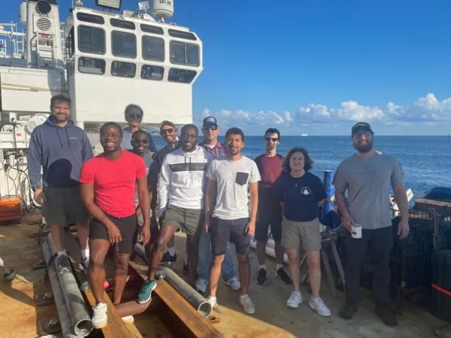 group photo on deck of ship