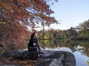 Catalina Sanchez-Roa near lake in central park