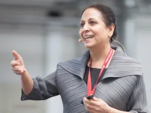 Geeta Mehta speaking at an event